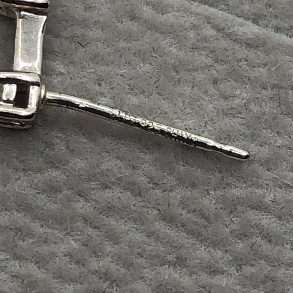 STERLING Silver & Clear / White CZ Stones Segmented Dangle Stud Earrings .7” - Picture 3 of 4